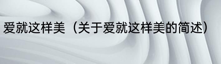 爱就这样美（关于爱就这样美的简述）