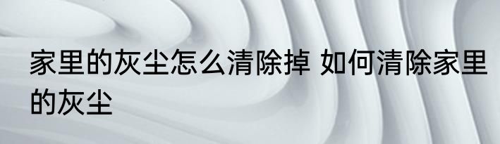 家里的灰尘怎么清除掉 如何清除家里的灰尘