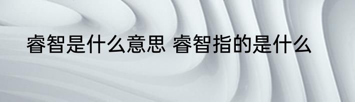 睿智是什么意思 睿智指的是什么