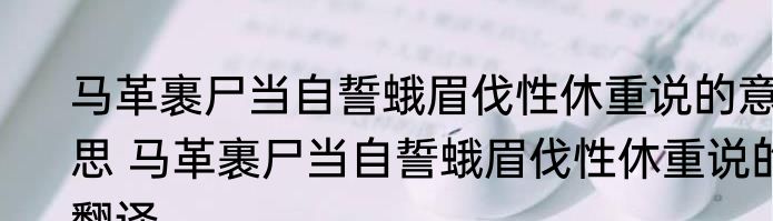 马革裹尸当自誓蛾眉伐性休重说的意思 马革裹尸当自誓蛾眉伐性休重说的翻译