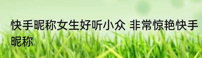 快手昵称女生好听小众 非常惊艳快手昵称