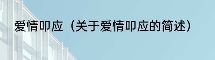 爱情叩应（关于爱情叩应的简述）
