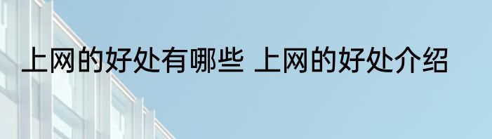 上网的好处有哪些 上网的好处介绍