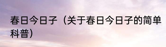 春日今日子（关于春日今日子的简单科普）