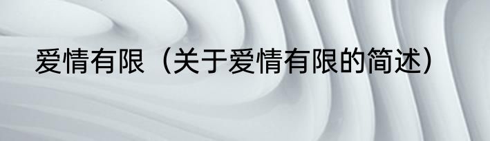 爱情有限（关于爱情有限的简述）