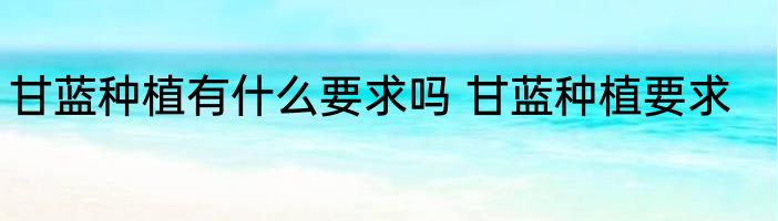 甘蓝种植有什么要求吗 甘蓝种植要求