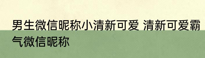 男生微信昵称小清新可爱 清新可爱霸气微信昵称