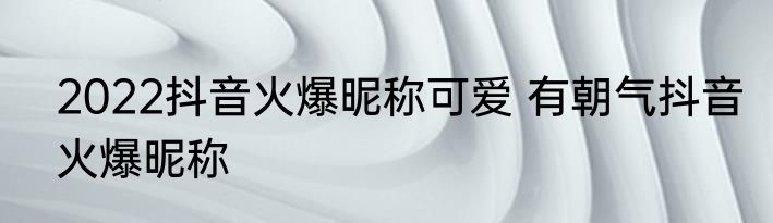 2022抖音火爆昵称可爱 有朝气抖音火爆昵称