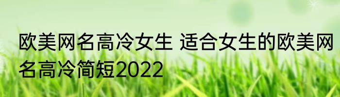 欧美网名高冷女生 适合女生的欧美网名高冷简短2022