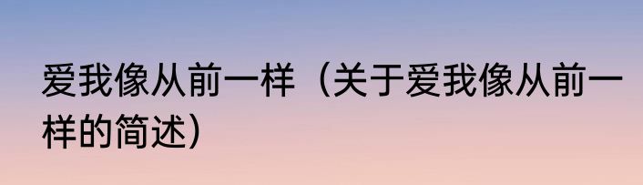爱我像从前一样（关于爱我像从前一样的简述）
