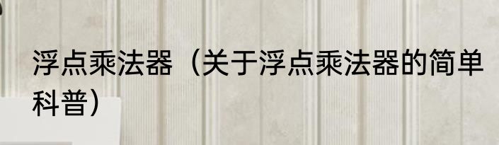 浮点乘法器（关于浮点乘法器的简单科普）