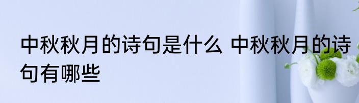 中秋秋月的诗句是什么 中秋秋月的诗句有哪些