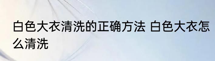 白色大衣清洗的正确方法 白色大衣怎么清洗