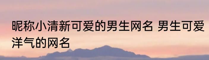 昵称小清新可爱的男生网名 男生可爱洋气的网名