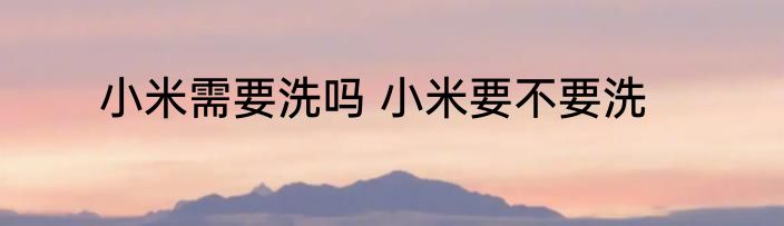 小米需要洗吗 小米要不要洗