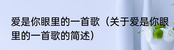 爱是你眼里的一首歌（关于爱是你眼里的一首歌的简述）