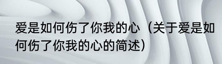 爱是如何伤了你我的心（关于爱是如何伤了你我的心的简述）