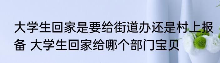 大学生回家是要给街道办还是村上报备 大学生回家给哪个部门宝贝