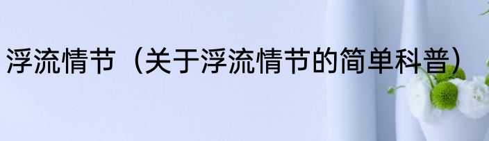浮流情节（关于浮流情节的简单科普）