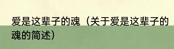 爱是这辈子的魂（关于爱是这辈子的魂的简述）