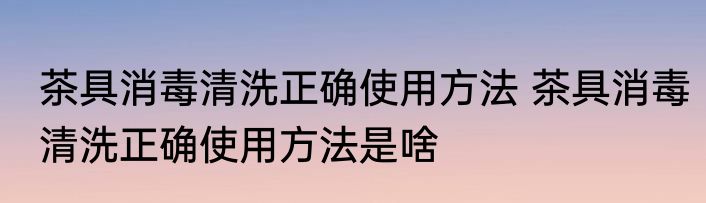 茶具消毒清洗正确使用方法 茶具消毒清洗正确使用方法是啥