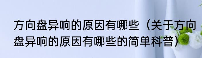 方向盘异响的原因有哪些（关于方向盘异响的原因有哪些的简单科普）