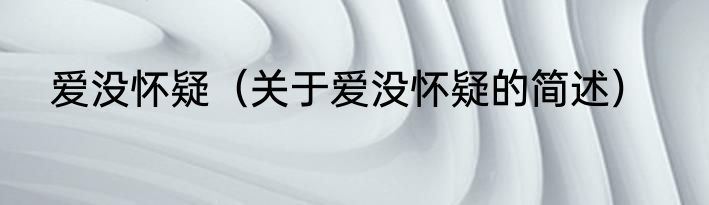 爱没怀疑（关于爱没怀疑的简述）