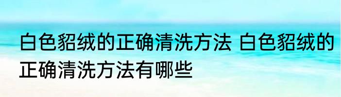 白色貂绒的正确清洗方法 白色貂绒的正确清洗方法有哪些