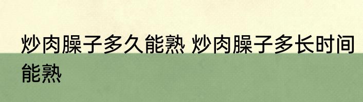 炒肉臊子多久能熟 炒肉臊子多长时间能熟