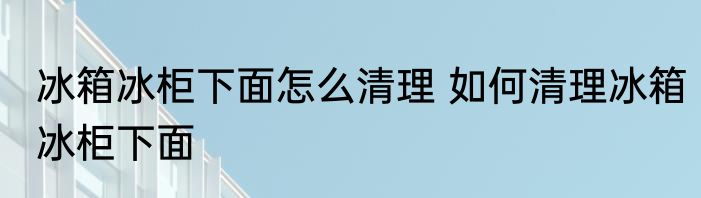 冰箱冰柜下面怎么清理 如何清理冰箱冰柜下面