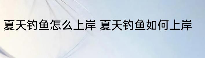夏天钓鱼怎么上岸 夏天钓鱼如何上岸