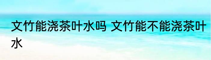 文竹能浇茶叶水吗 文竹能不能浇茶叶水