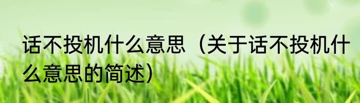 话不投机什么意思（关于话不投机什么意思的简述）