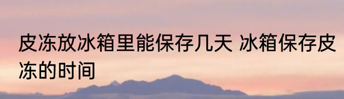 皮冻放冰箱里能保存几天 冰箱保存皮冻的时间