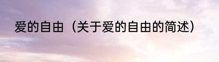 爱的自由（关于爱的自由的简述）