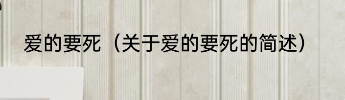 爱的要死（关于爱的要死的简述）