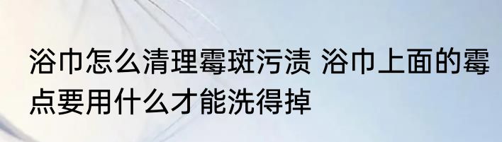 浴巾怎么清理霉斑污渍 浴巾上面的霉点要用什么才能洗得掉