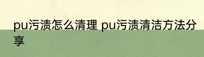 pu污渍怎么清理 pu污渍清洁方法分享