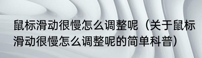 鼠标滑动很慢怎么调整呢（关于鼠标滑动很慢怎么调整呢的简单科普）