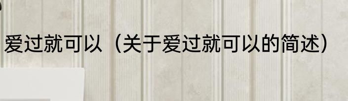 爱过就可以（关于爱过就可以的简述）
