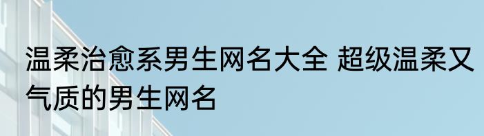 温柔治愈系男生网名大全 超级温柔又气质的男生网名
