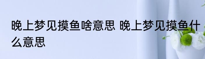 晚上梦见摸鱼啥意思 晚上梦见摸鱼什么意思