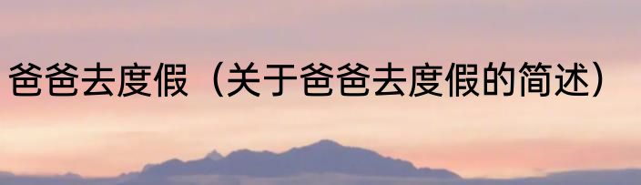 爸爸去度假（关于爸爸去度假的简述）