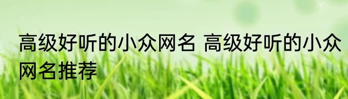 高级好听的小众网名 高级好听的小众网名推荐