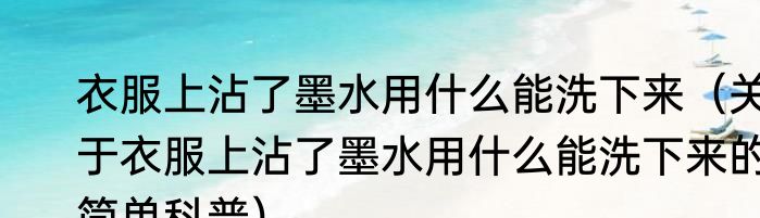 衣服上沾了墨水用什么能洗下来（关于衣服上沾了墨水用什么能洗下来的简单科普）