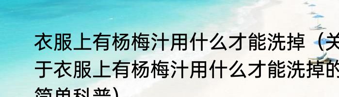 衣服上有杨梅汁用什么才能洗掉（关于衣服上有杨梅汁用什么才能洗掉的简单科普）