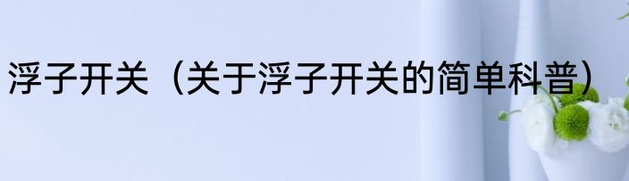 浮子开关（关于浮子开关的简单科普）