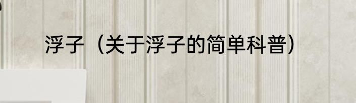 浮子（关于浮子的简单科普）