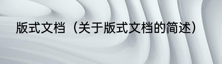 版式文档（关于版式文档的简述）