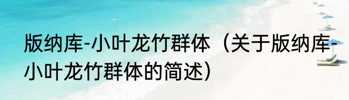 版纳库-小叶龙竹群体（关于版纳库-小叶龙竹群体的简述）